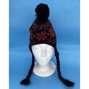 Snow Stoppers Nordic Style Knit Hat For Boy Or Girl Fleece Lined Ear Flaps NWT